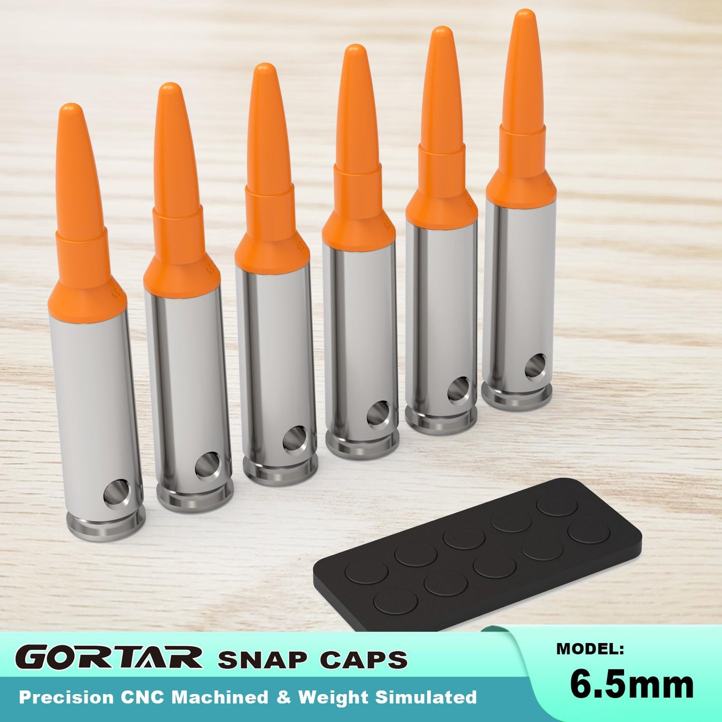 GORTAR 6.5 mm Creedmoor Snap Caps Training Dummy Rounds Practice Safe Loading Firing Close to Real Weight -6 Pcs