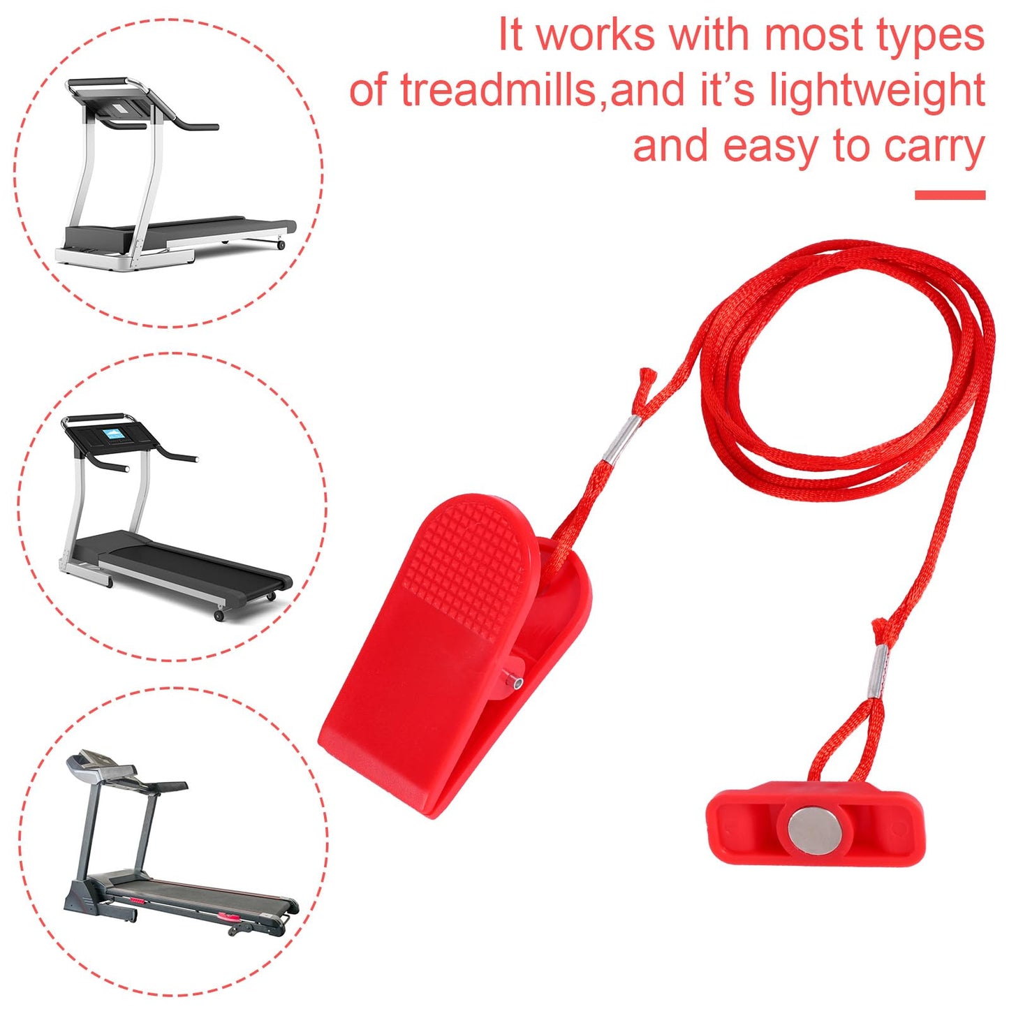 2pcs Treadmill Magnet Safety Keys, Universal Magnetic Treadmill Safety Key Replacement Running Machine Emergency Stop Magnets (2 Sizes)