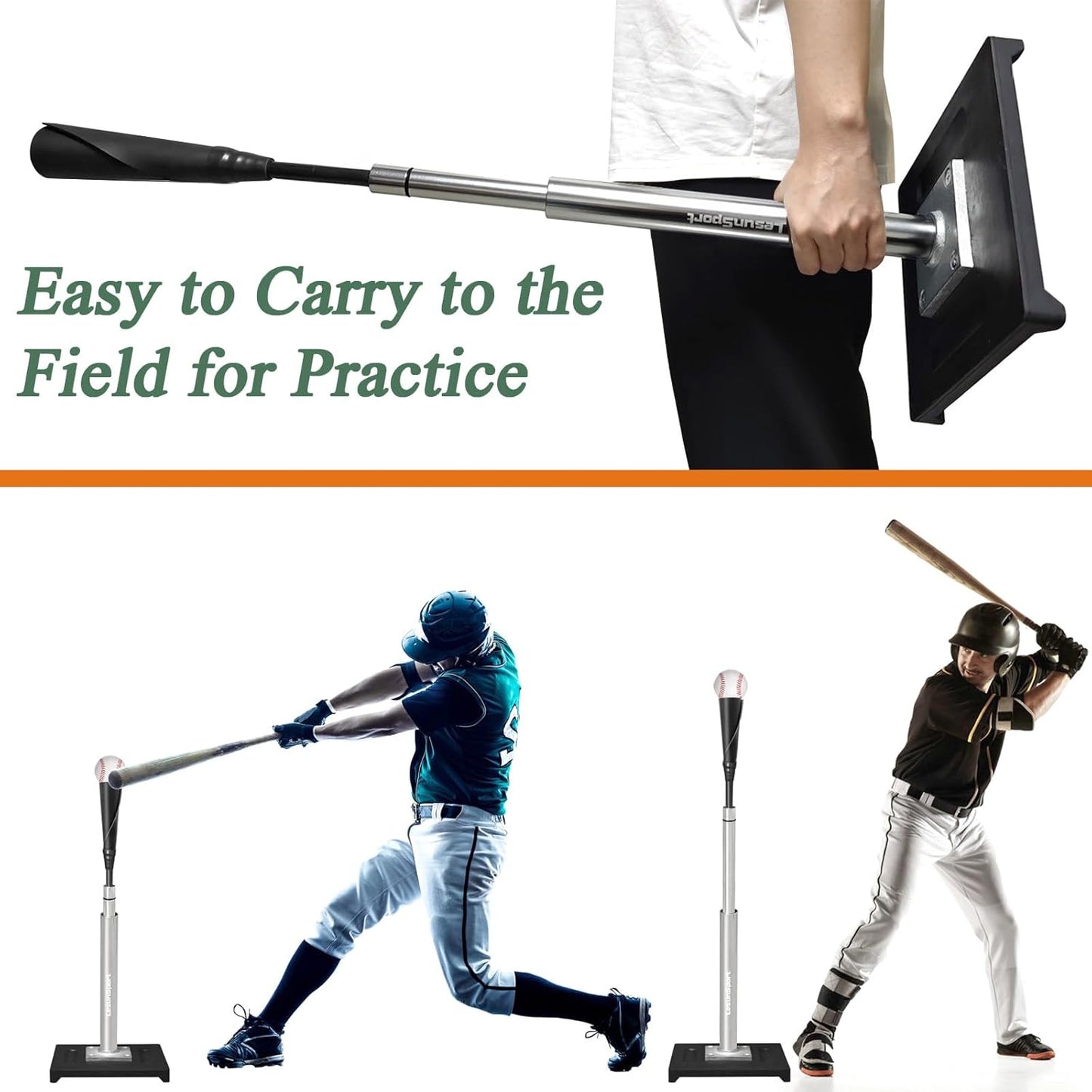 Skiennix Portable Baseball Batting Tee - Adjustable 24-46 Inches, Heavy-Duty Metal Base for Easy Assembly