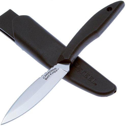 Cold Steel Canadian Belt 4" German 4116 Stainless Steel Fixed Blade Drop Point Outdoor Hunting Utility Knife, 4.5" High Impact Polypropylene Handle, Durable Secure-Ex Sheath Included