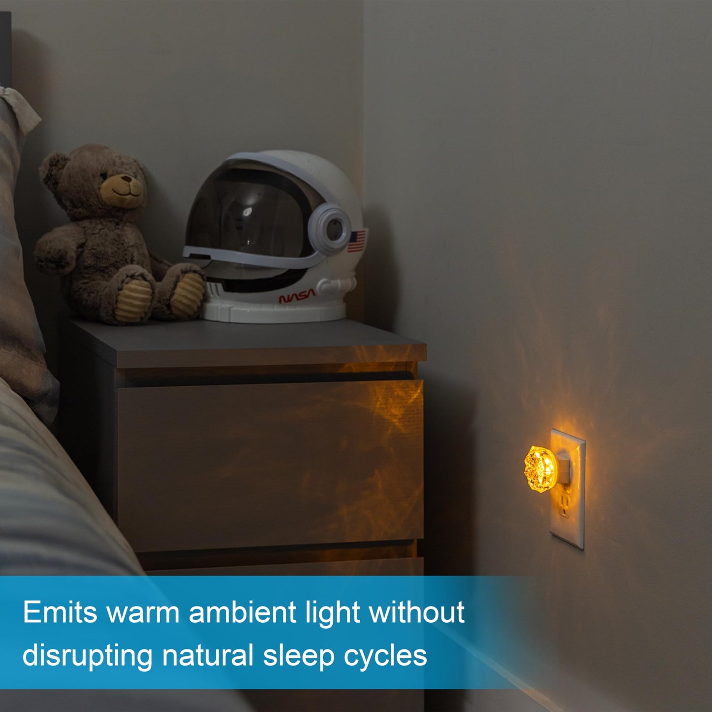 GE SleepLite Jewel LED Night Light, Plug-in, Always On, Warm White, UL-Certified, Energy Efficient, Ideal Nightlight for Bedroom, Bathroom, Nursery, Hallway, Kitchen, 85881, 4 Pack