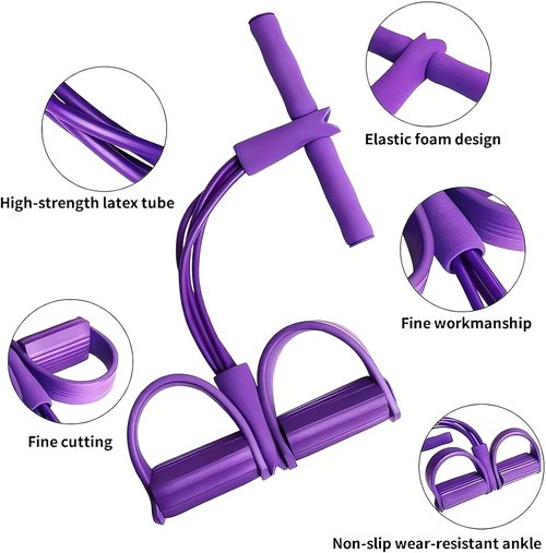 21 Fitness Resistance Bands - 4 Tube Pedal Ankle Puller for Effective Leg Stretching | 2023 Sit-Up Exercise Equipment