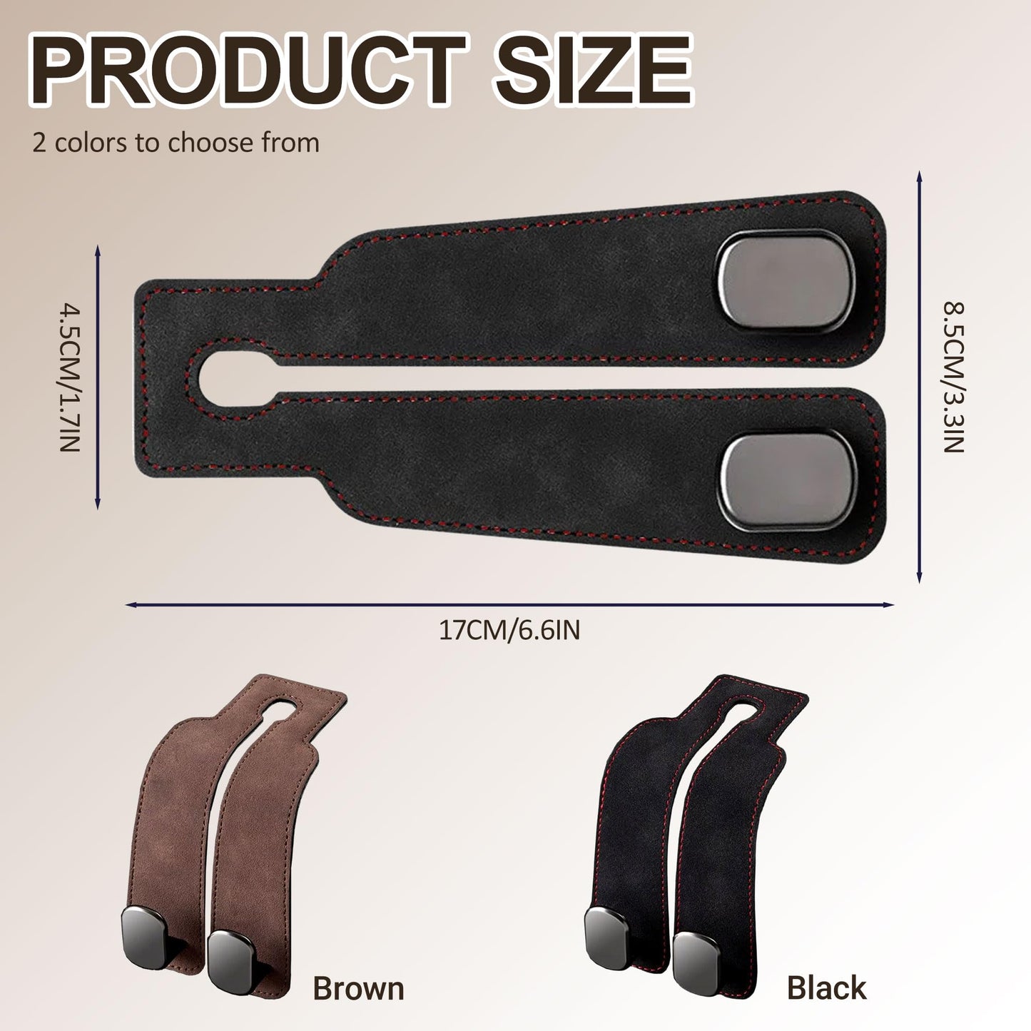 Jiexily Car Seat Headrest Hooks for Purses and Bags, 2026 New Car Purse Hook Seat Back Hanger Storage Organizer, Leather Purse Hook for Car (Black 2pcs)