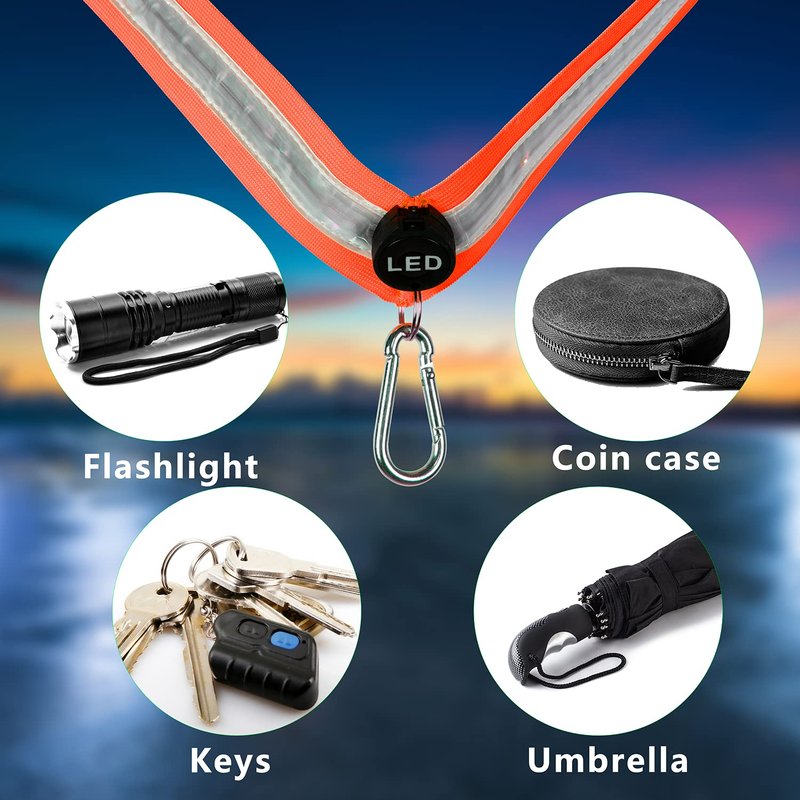 OLIKER LED Night Running Gear High Visibility LED Flashing Sash Outdoor Running Cycling Hiking Jogging Rechargeable Illuminating Gear for Men and Women Night Safety Walking (Orange)