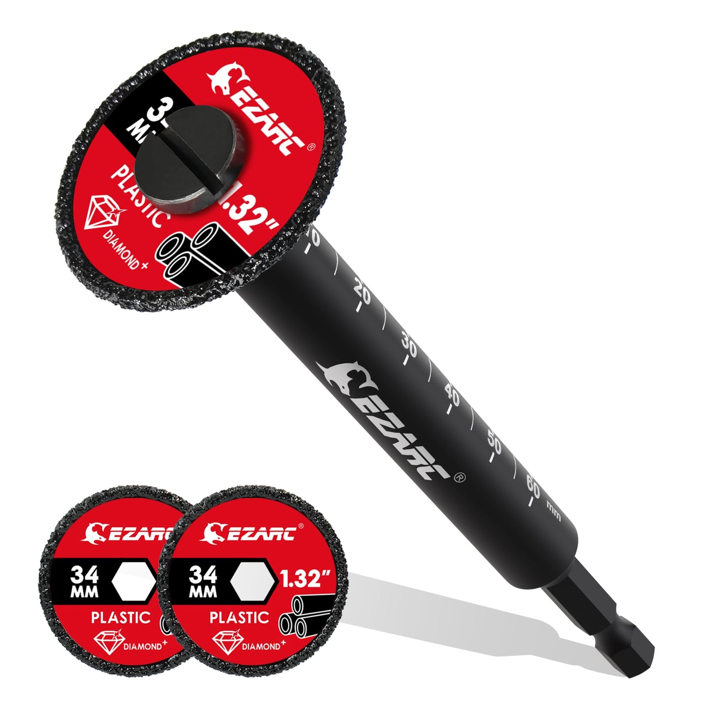 EZARC Inside Pipe Cutter for PVC Pipe, Pipe Cutter with Replaceable Diamond Grit Blades, 2-1/2" Cutting Depth 1/4" Hex Shank, 1.32" Diameter Plumbing Tools for PVC, PPR & Plumbing Pipes, 2 Pack