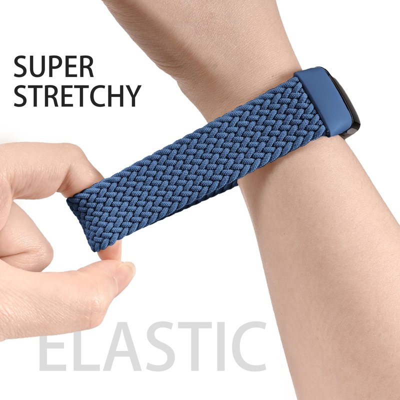 Braided Solo Loop Bands Compatible with Fitbit Charge 6/Charge 5, 3 Pack Adjustable Stretchy Wristbands Soft Woven Nylon Replacement for Fitbit Charge 5/Charge 6 Tracker Smart Watch for Women Men