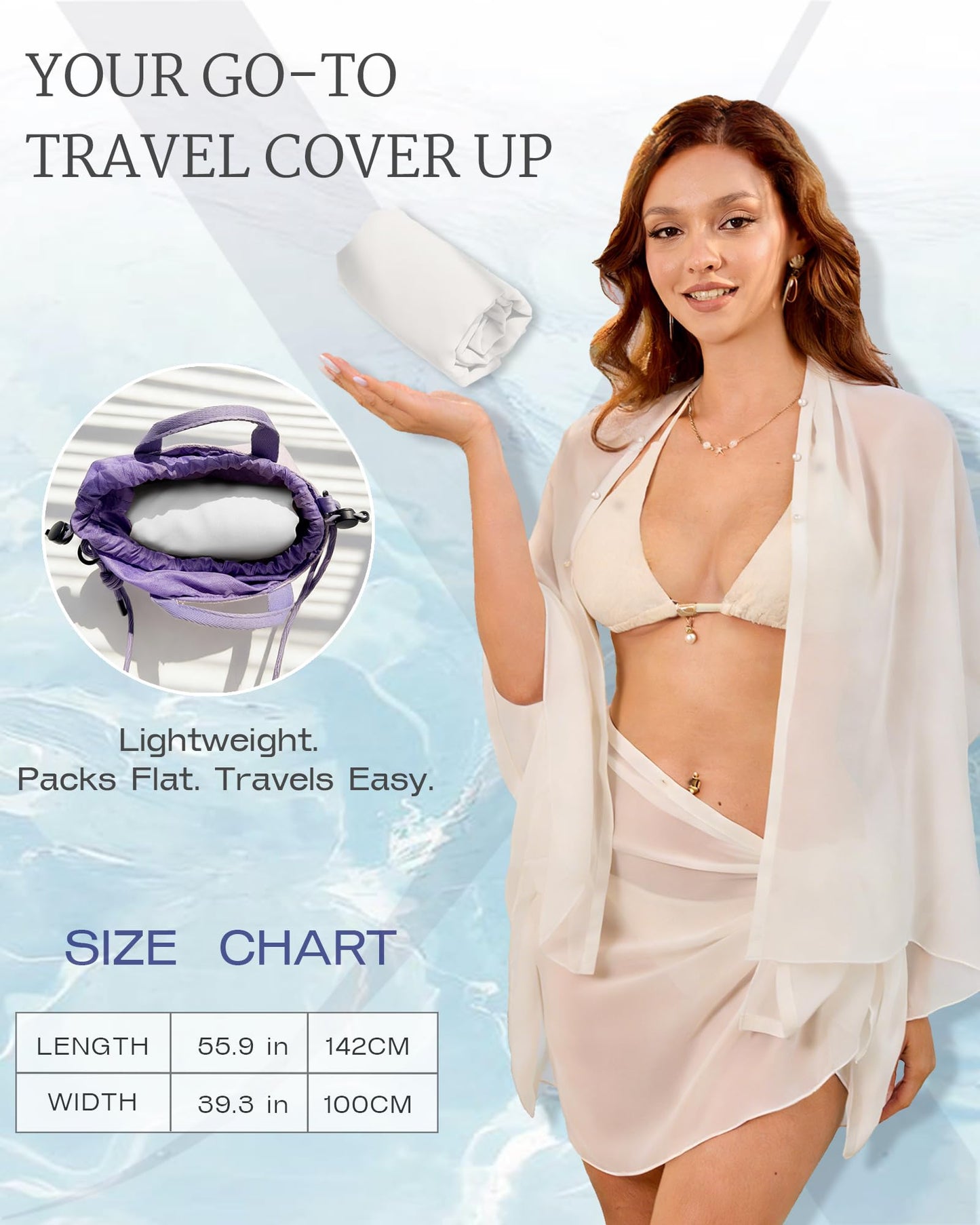 Kylollx White Sarong Wrap for Women Multiway Beach Cover Up 9 Ways to Wear