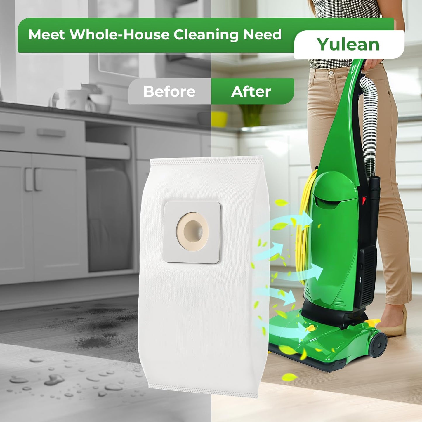 4 Pack Style 7 HEPA Vacuum Bags Compatible with Bissell Upright Vacuums: PowerForce 1739 3522 3525 71Y7, PowerGlide 3545, Plus 3350 3550 3553, Lift-Off 3554, Powertrak 6592 Series Vacuum, Part#32120