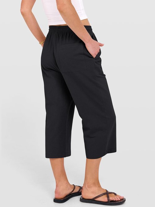 ANRABESS Capris Pants - Women's Casual High Waist Drawstring Trousers for Summer | Loose Fit, Cropped Style