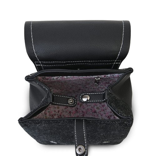 SNOW PAW Harris tweed The Mini Jura Backpack, Black Herringbone, Mini