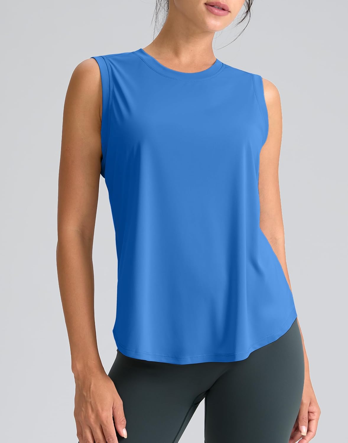 SANTINY Women's Sleeveless Workout Tops - Breathable Lightweight Athletic Tank for Tennis & Yoga