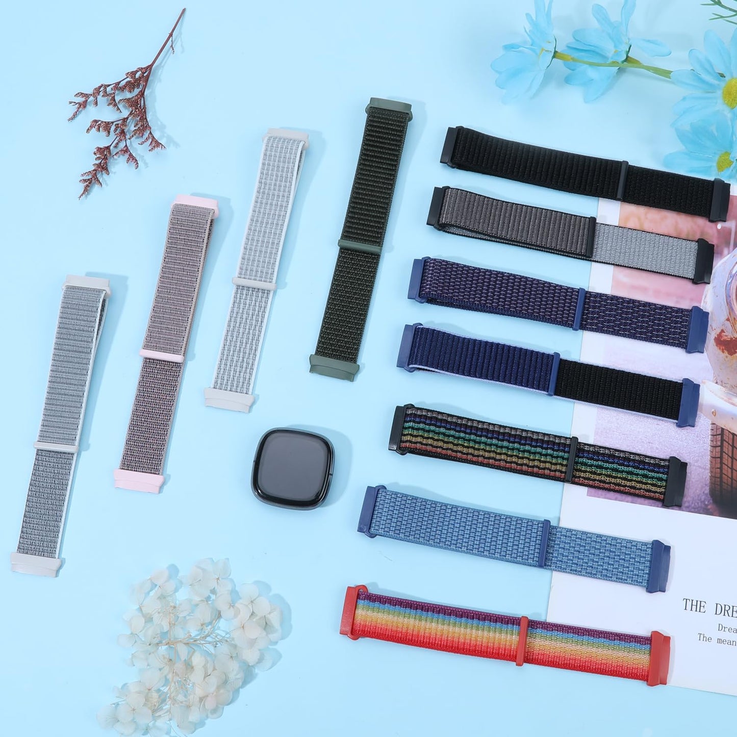 Relting Sport Loop Compatible with Fitbit Versa 4, Sense 2, Versa 3, Sense for Women & Men, Soft Nylon Adjustable Breathable Replacement Wristband