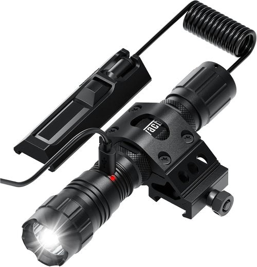 Feyachi 1500 Lumen LED Tactical Flashlight Rechargeable IPX7 Protection 4 Modes Weapon Light Picatinny Rail Flashlight Included with Pressure Switch