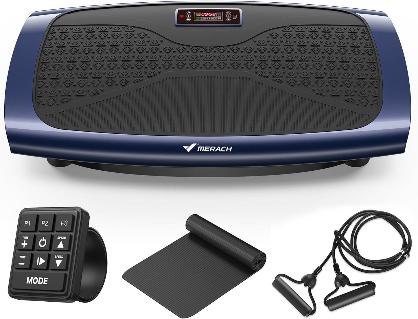 MERACH Vibration Plate Exercise Machine - 3D & 4D Whole Body Vibration for Weight Loss | Includes 2 Tension Ropes