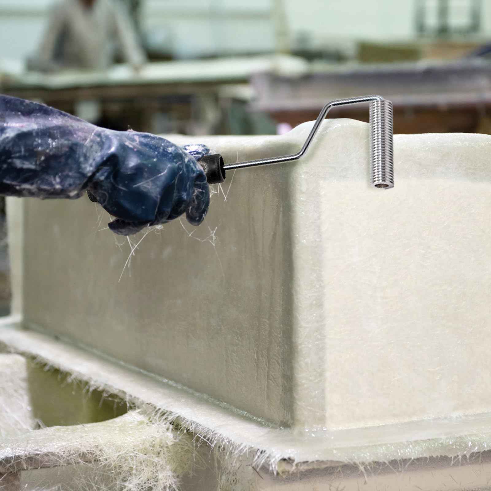 YOUEON 5 Pcs Fiberglass Roller Tools Kit, Fiberglass Laminating Rollers with Aluminum Head, Resin Laminating Roller Set for Mold, Composite Projects, Tub, Boat Repair