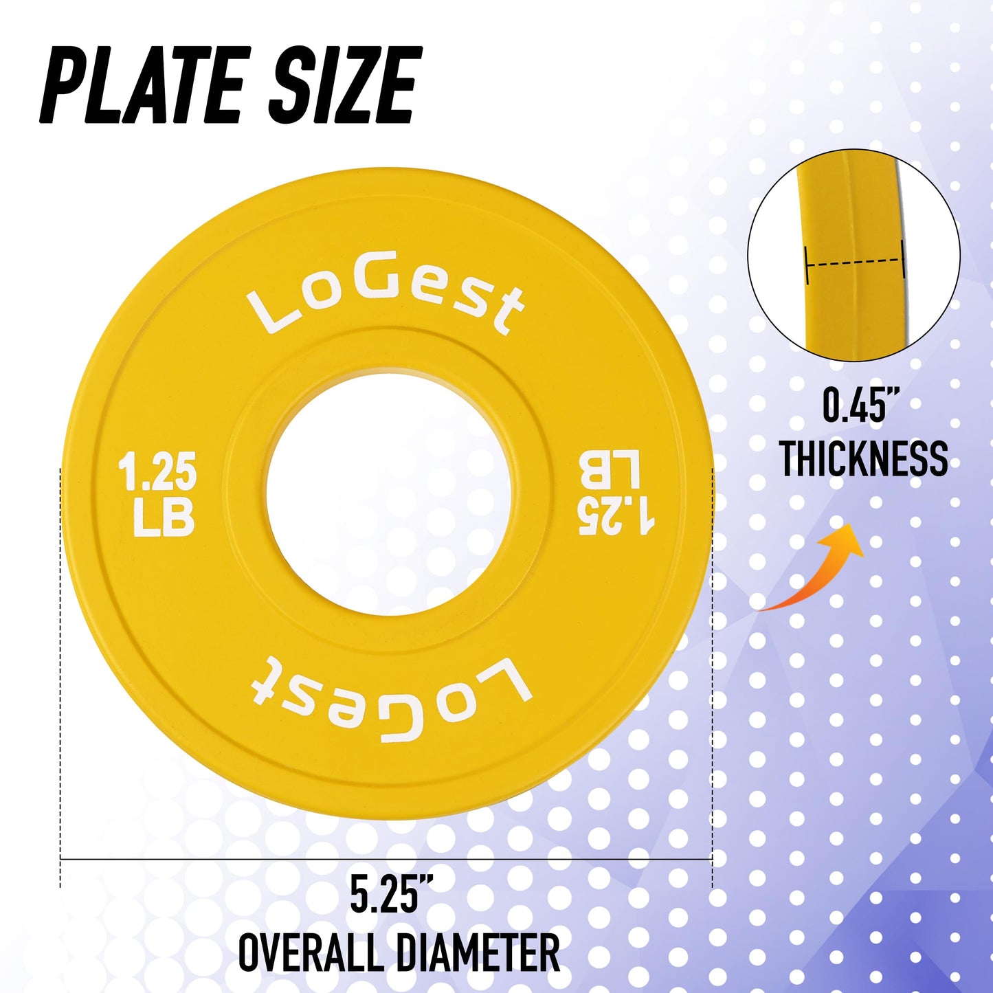 Logest Pair Olympic Plates - Barbell Weights Set of 2 Weight Plates for Olympic Bars Perfect for Strength Training Plates Exercise Balance Increase Available in 0.50LB 1.25LB 2.5LB 5LB 7.5LB 10LB Weight Plate (Yellow - 1.25 LB Pair)