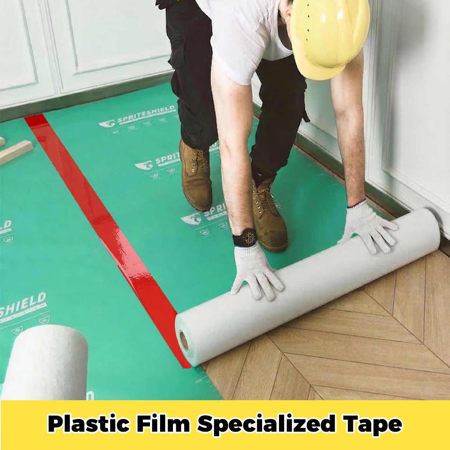SWRT 2" x 110FT Red Floor Marking Tape and Dance Splicing Tape, Caution Gym Floor Tape Warning Safety Stripe Tape for Floor Marking, Athletics, School, Restaurants, Equipment and More