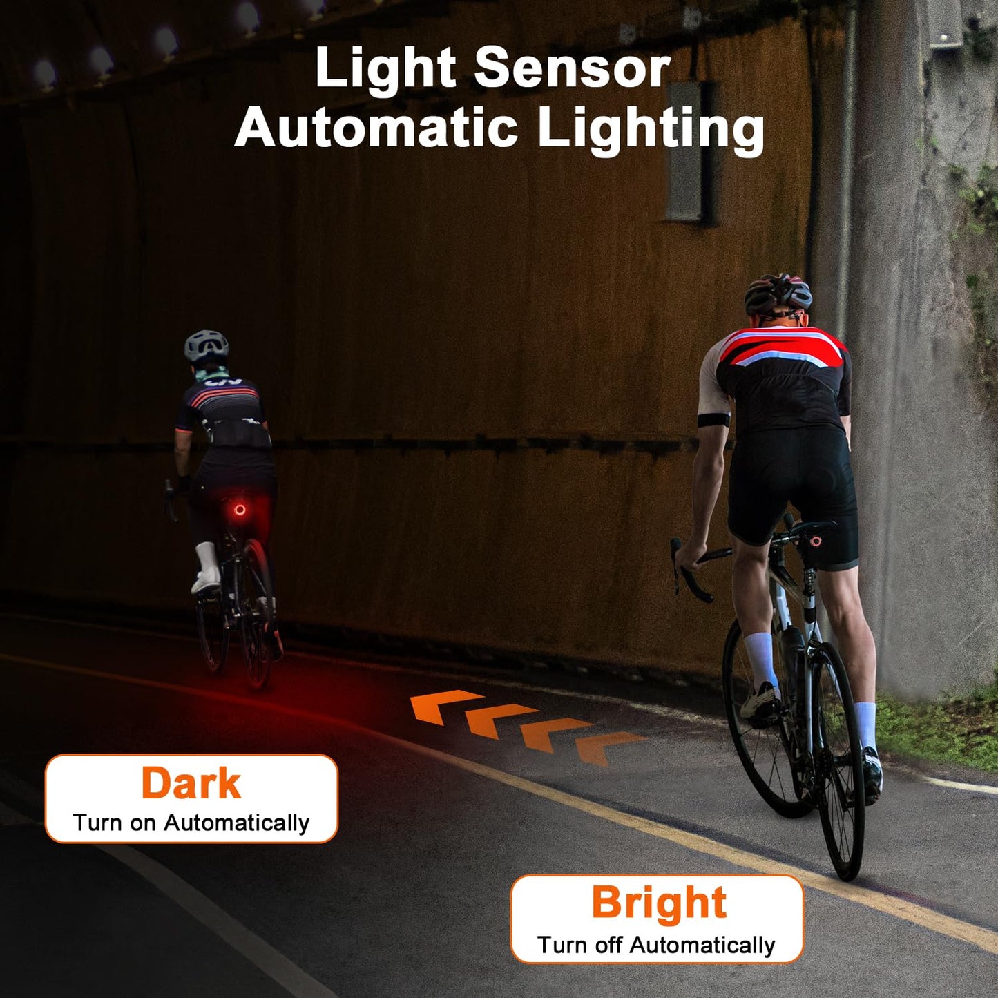 Smart Bike Tail Light, Auto On/Off, Brake Sensing Rear Bike Light, USB C Rechargeable Bicycle Rear Light for Night Riding, 4 Light Modes, IPX6 Waterproof