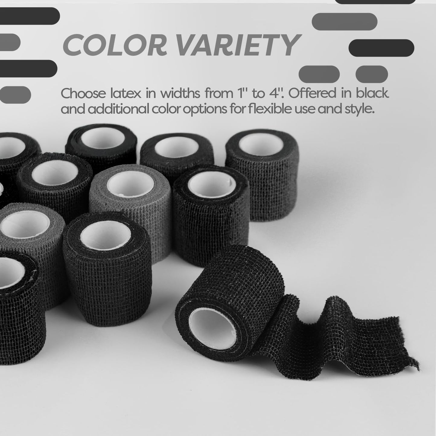Dynarex Sensi-Wrap Self-Adherent Bandage Rolls, Black, 30 Count, 1" x 5 yds