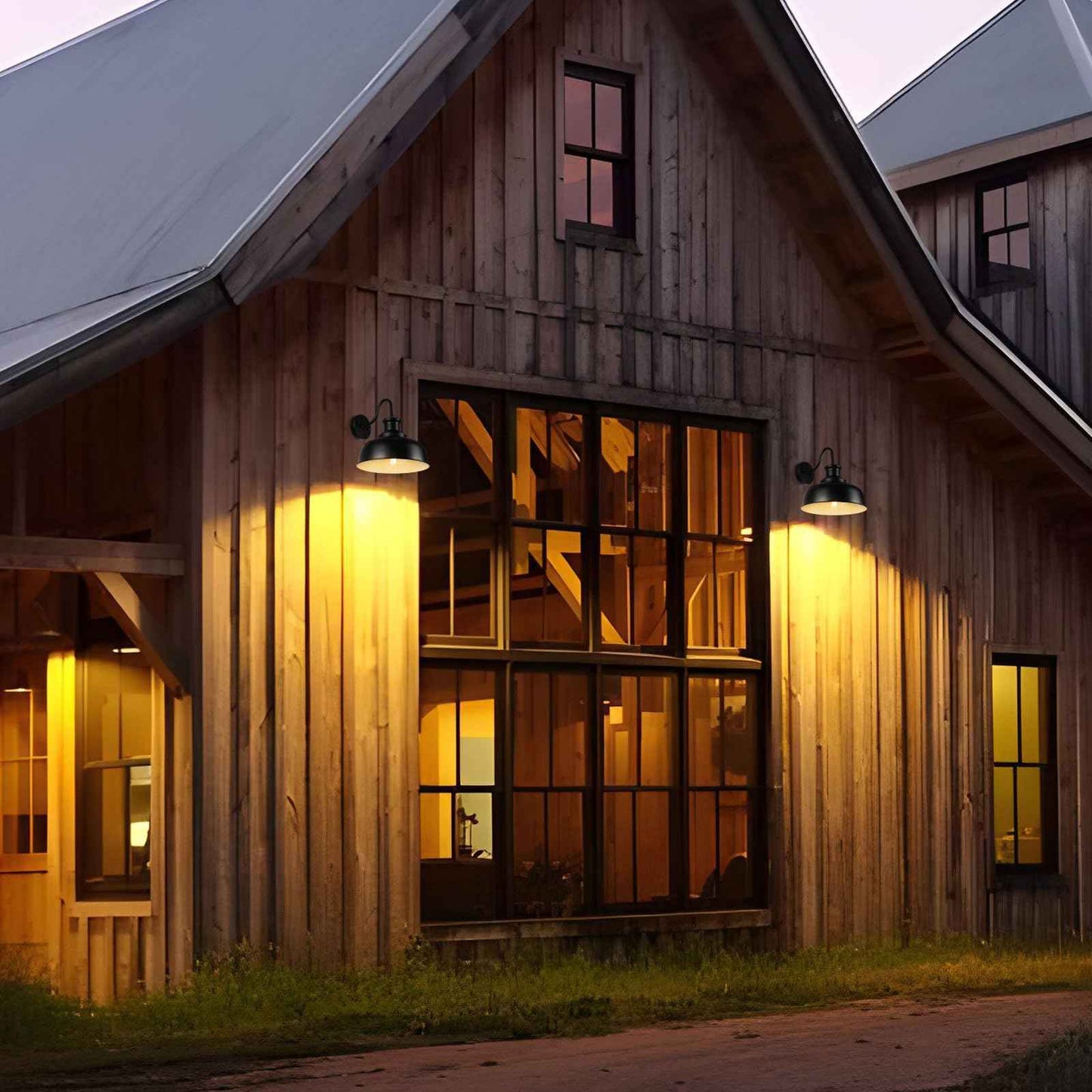 Diyel Solar Barn Light for Outside, Dusk to Dawn Gooseneck Outdoor Wall Lights Solar Powered, Farmhouse Exterior Wall Sconce, Industrial Outside Lighting Fixture, Rustic Lantern for Garage, Barn, Shed