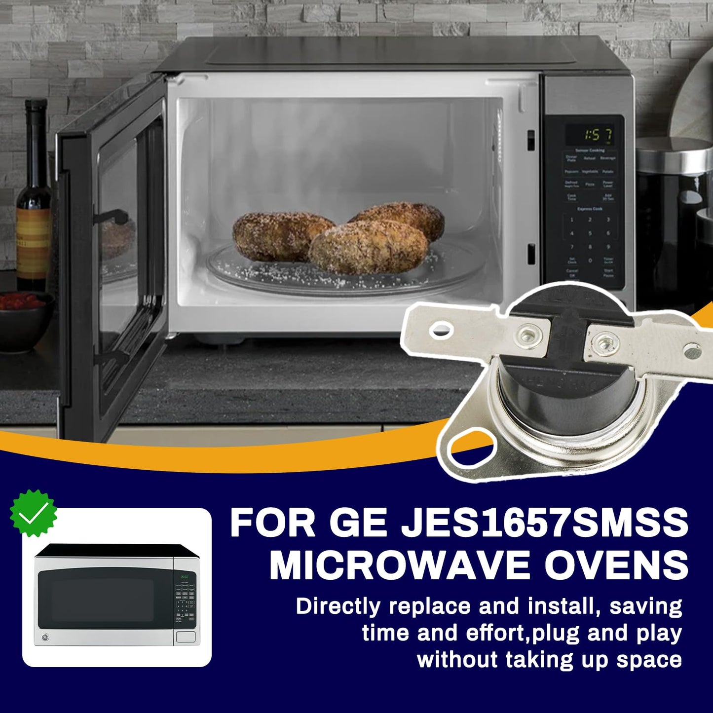 KSD201 110-0 - Microwave Oven Thermostat Fit for GE JES1657SMSS Temperature Control Switch