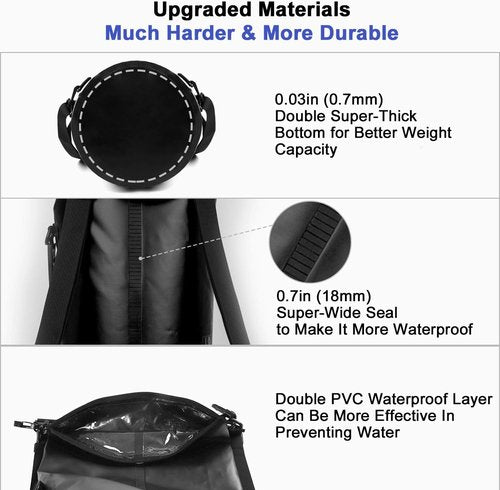 HEETA Waterproof Dry Bag - Lightweight Roll Top Storage Backpack with Phone Case | Black 30L