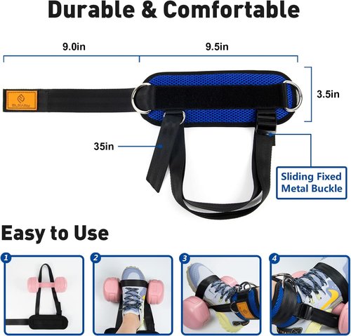 ELEAMY Ankle Straps for Dumbbells - Versatile Foot Attachment for Weight Lifting & Leg Extensions