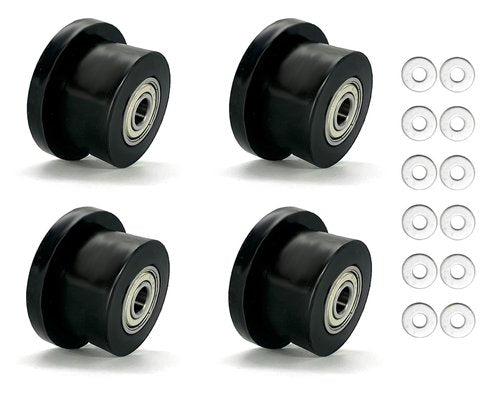 HCLLPS 4-Pack Universal Gym Machine Roller Wheels - Heavy-Duty Black Plastic Rollers for Multi-Model Home Fitness Equipment, Direct Replacement for Worn Exercise Machine Components