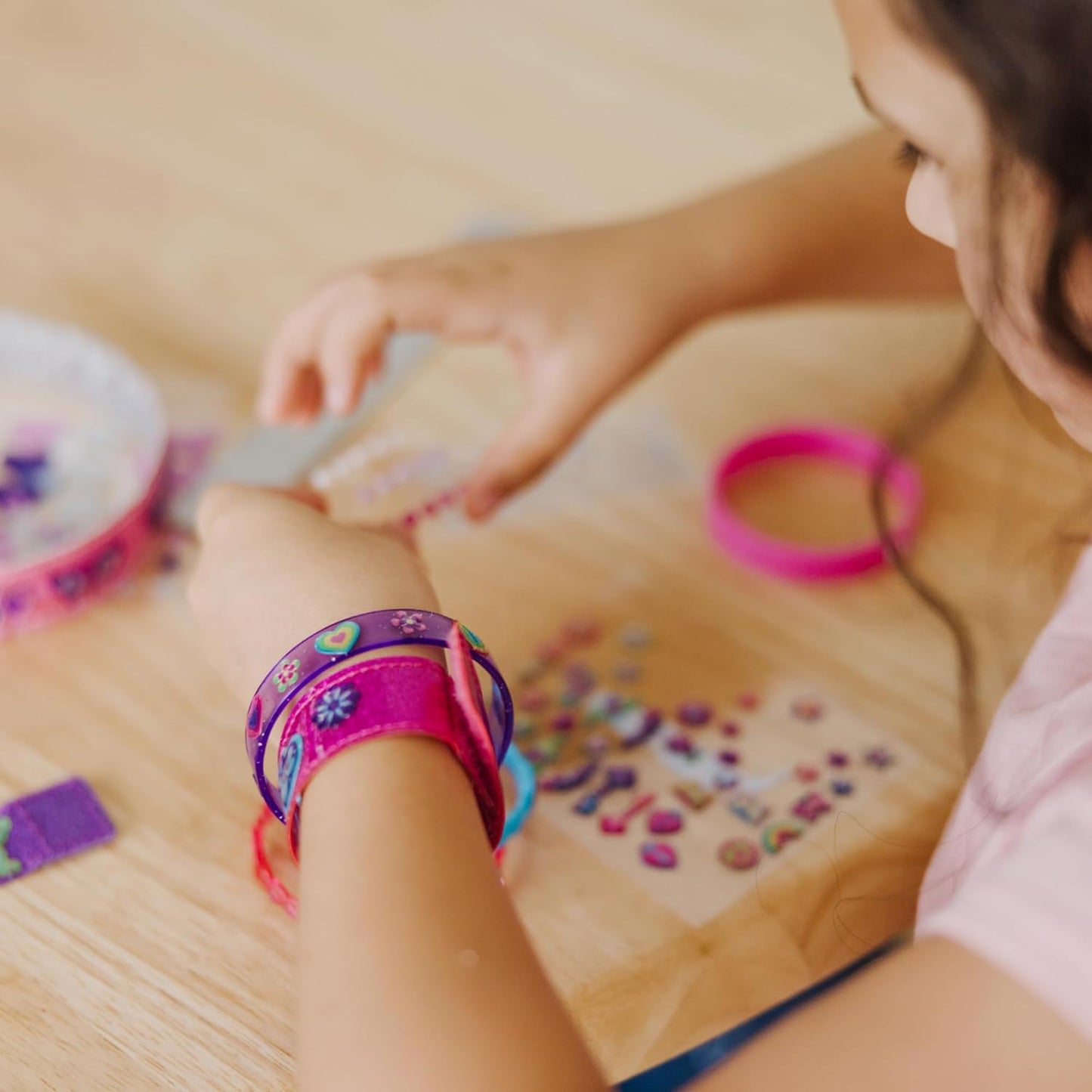Melissa & Doug Design-Your-Own Bracelets - 100+ Sparkle Gems & Glitter Stickers | Fun Jewelry Craft for Kids Ages 4+