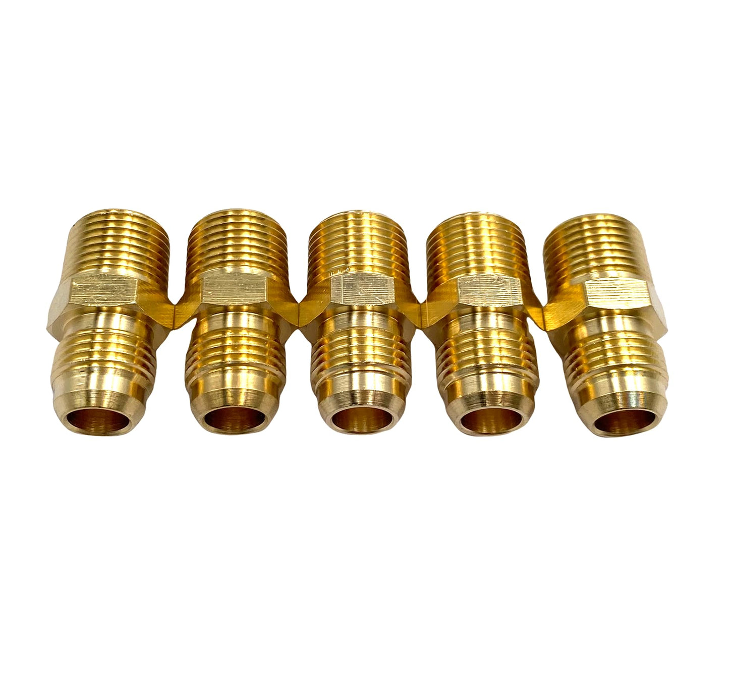 5Pcs 3/8" NPT x 3/8 Flare Tube Fittings,3/8 Flare to 3/8 Inch Male NPT Brass Pipe Fittings