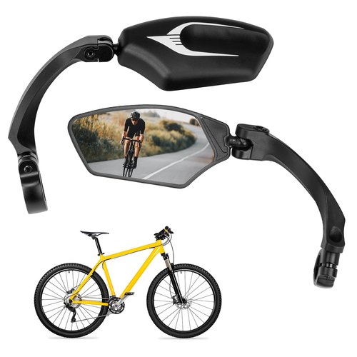 KEMIMOTO Bike Mirror 2 PCS, Wide-Angle HD Rearview Mirror for Bicycle Handlebars, 360° Adjustable & Foldable Safe Rear View Mirror for E-Bike, Scooter, Universal Fit Bike Accessories