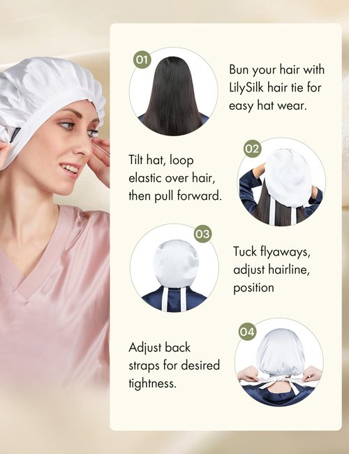 LilySilk 100% Mulberry Silk Bonnet Flat Front Silk Night Sleep Cap Adjustable Hair Wrap for Sleeping, Avocado Green