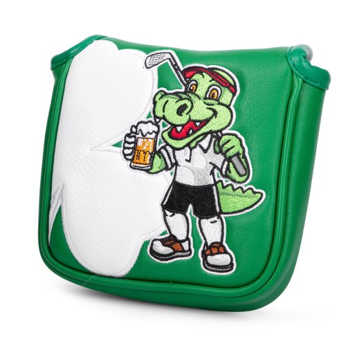 Golf Square Mallet Putter Cover with Magnetic Closure Crocodile with Shamrock Design Mallet Headcover Head Cover fits for Men Golfer
