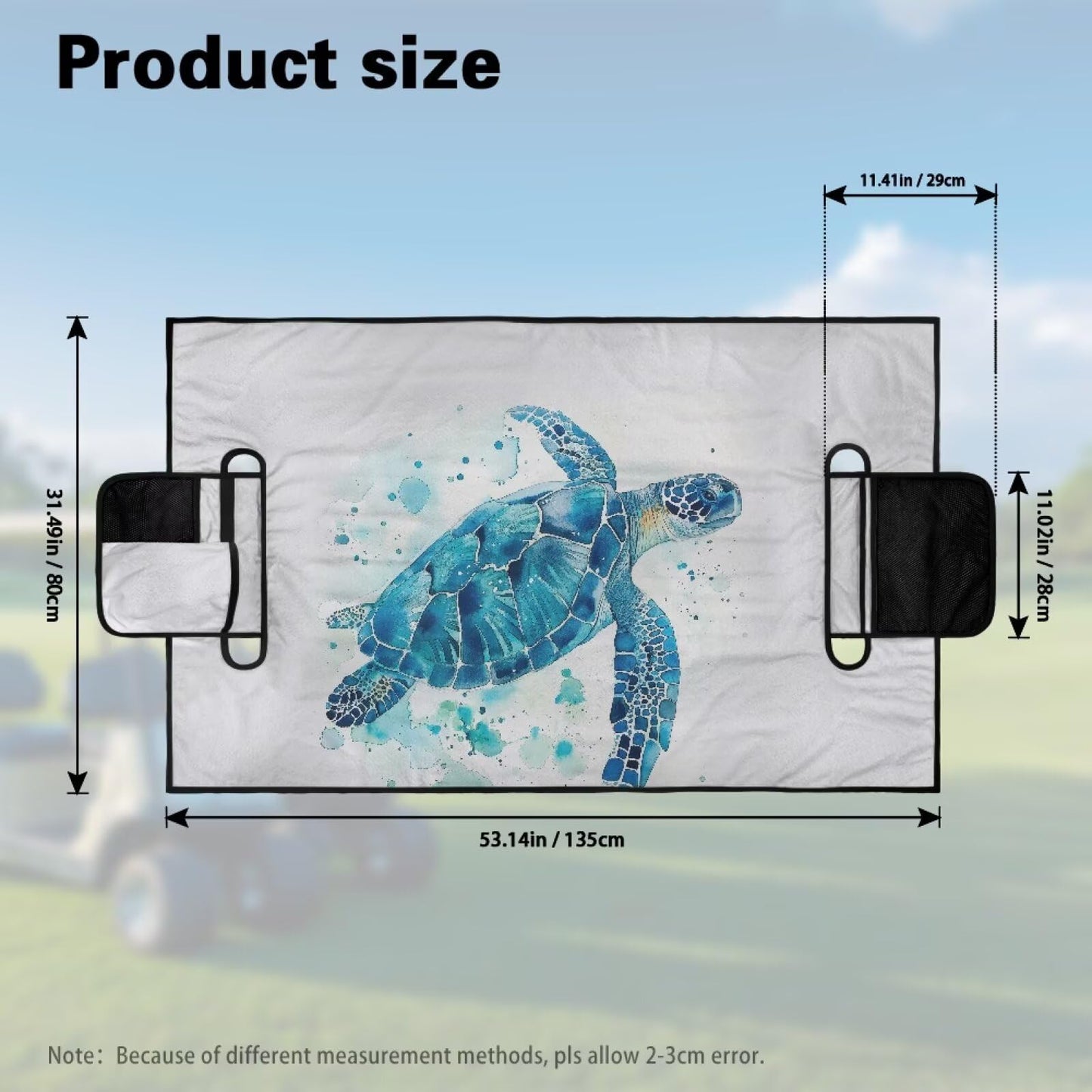 Darisoco Sea Turtle Golf Cart Towel Seat Covers Club Car Golf Cart Seat Covers with 4 Side Pockets Fits for Club Car and More 2 Person Seats Golf Carts