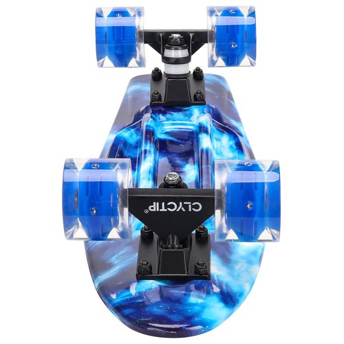 CLYCTIP Skateboard,22 inch Complete Mini Cruiser Board with Colorful Flashing Wheels and ABEC-11 Bearings for Kids,Boys,Girls,Beginners (Blue)