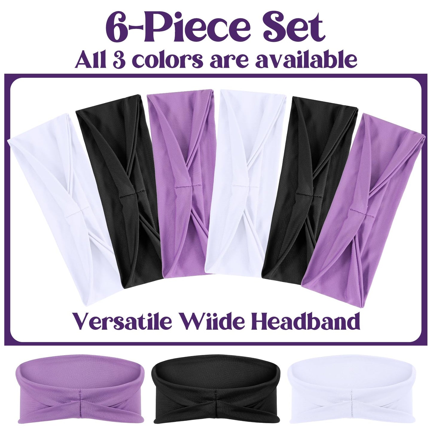 6 Pack Non Slip Head Band Wide Workout Headbands for Women Thin Head Bands Women’S Hair Stretchy Sweatbands Hair Bands Thick Sports Womens Headband Accessories for Fashion Workouts Yoga Daily Use