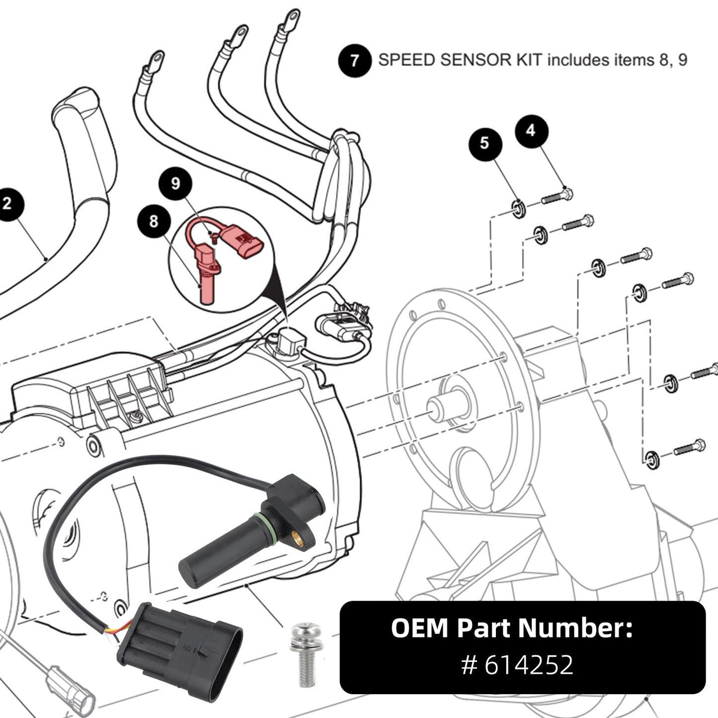 Roykaw Golf Cart Speed Sensor Kit Compatible with EZGO RXV 2008-up Gas & Electric, Provide Stable Output, Replace OEM# 614252