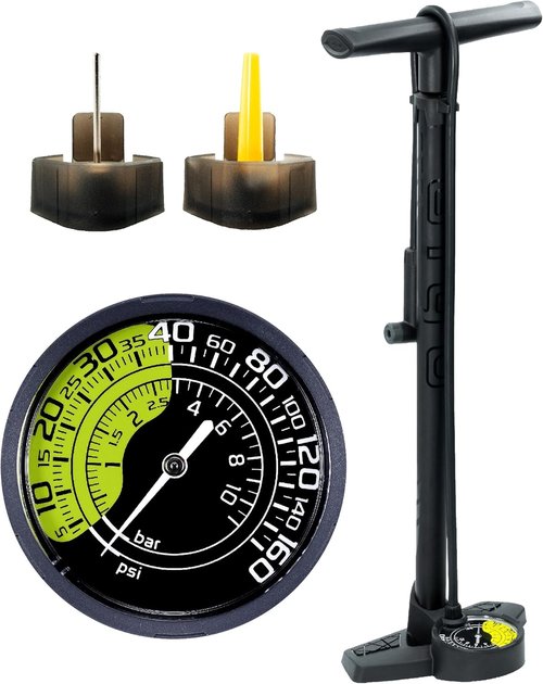 GIYO Bike Floor Pump - Dual Scale Gauge for Road & MTB | One-Handed Operation - 160PSI Steel Barrel
