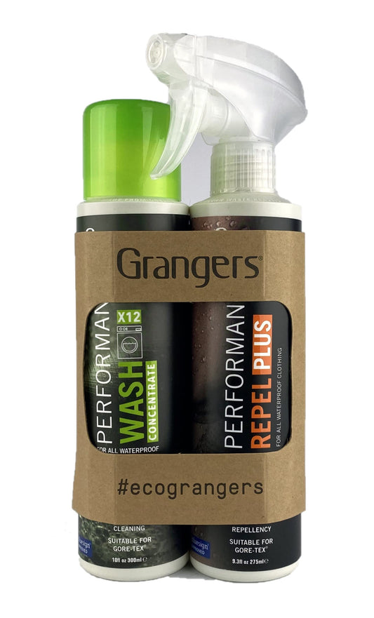 Grangers Performance Wash (10 oz Concentrate) Bottle and Performance Repel Plus Reproofing (9.3 oz) Spray Twin Pack