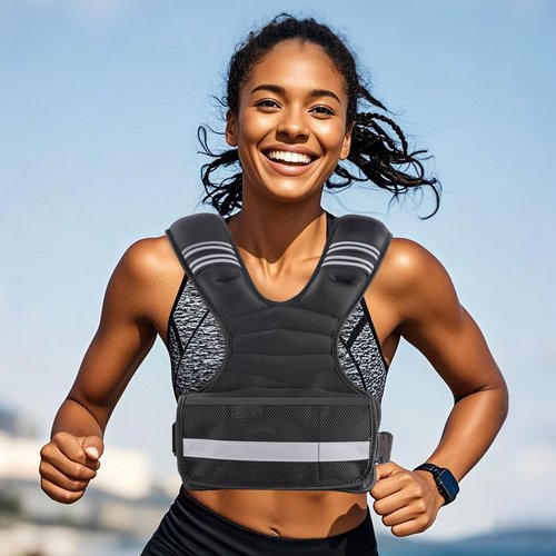 WIN4ALL Weighted Vest Woman Adjustable Weights For Walking, 6-12lb, Weighted Vest Woman with 6 Ironsand Weights, Weight Vest For Women/Men, Weight Vest For Walking, Strength Training, Running, Black