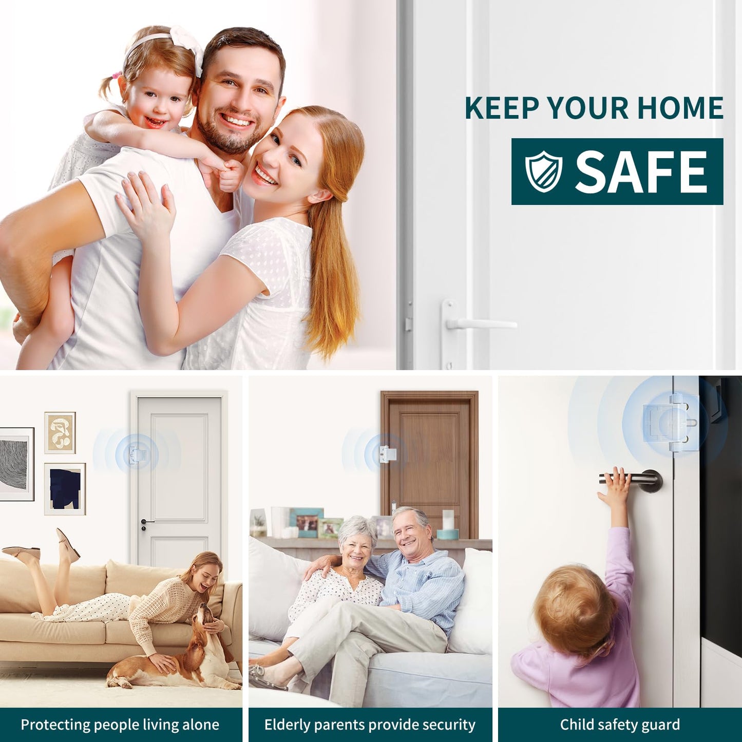 JIADAXIN 2 Pack Door Latches for Top of Door, Silver Door Reinforcement Lock for Home and Hotel, Security with Stainless Steel Screws