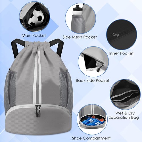 BROTOU Soccer Bag - Versatile Football & Volleyball Backpack with Ball and Shoe Compartment | Durable Drawstring Design
