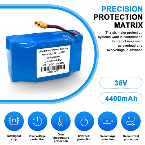 cokxiore 36V 4.4Ah H0vегвоard Lithium Battery Replacement with XT60 Plug and 6 Months Warranty by Factory, 500 Cycles>70% Capacity (20CELL), Assembly Method 10S2P
