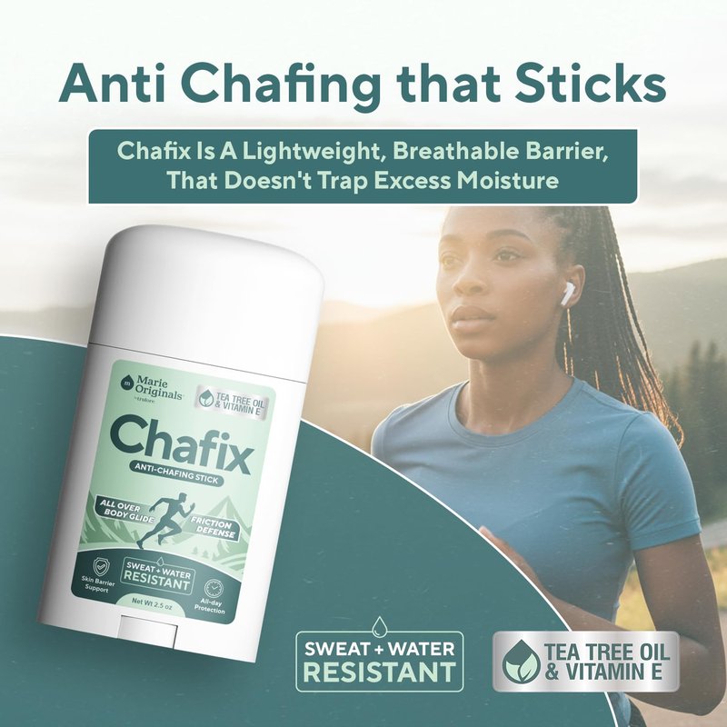 Marie Originals Chafix Anti Chafing Stick – 2.5oz | Plant-Based Anti Chafe Stick with Shea Butter, Arrowroot & Tea Tree | Sweat & Water Resistant, No White Residue, Non Greasy Thigh Rub Protection