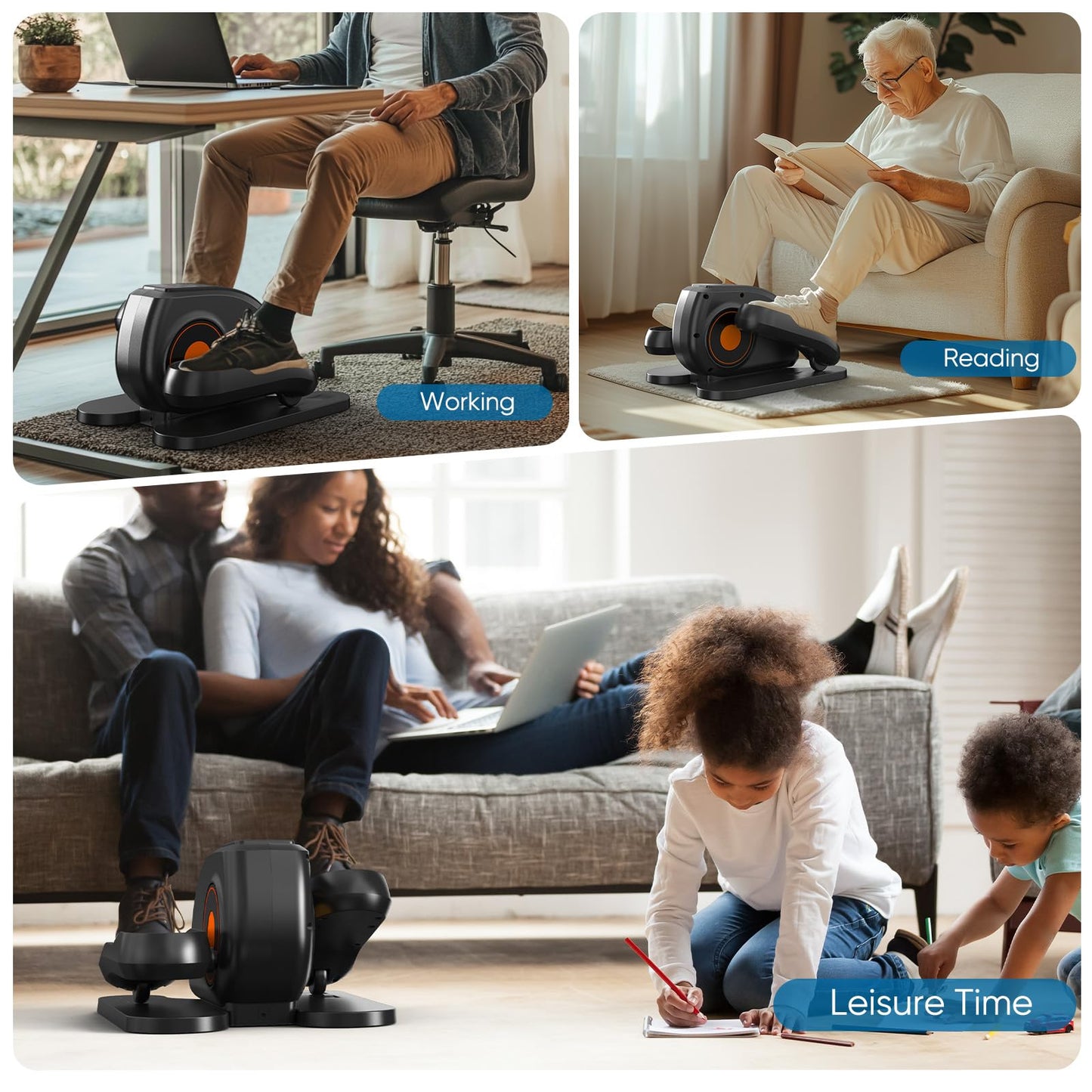 NEWBULIG Electric Seated Pedal Exerciser, Under Desk Elliptical Machine for Seniors, Quiet Portable Ellipse Leg Exerciser As Seen On TV with Remote Control, 12 Adjustable Speeds