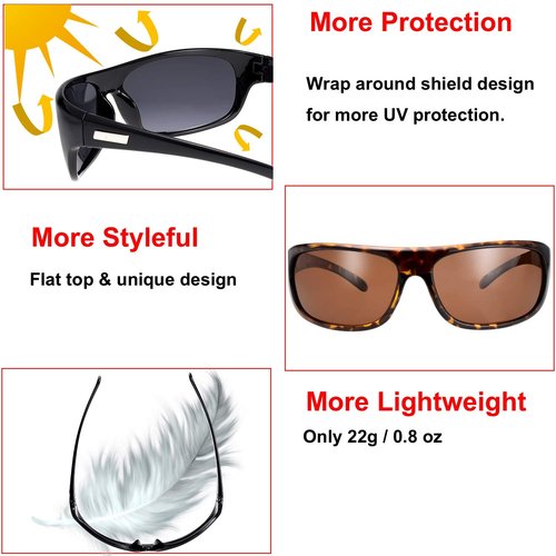The Fresh Polarized Sports Sunglasses for Men Women Baseball Running Cycling Fishing Driving Golf Softball Hiking Sun Glasses (2-Shiny Black, G15 Green)