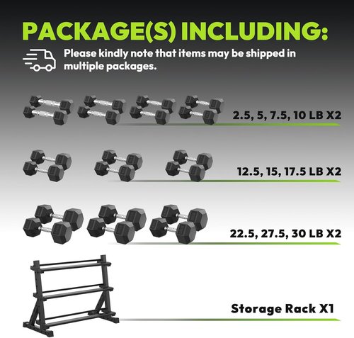 HANDBODE Hex Dumbbell Set - 300-840 lb Rubber Coated Weights with Heavy Duty Rack | Home Gym Strength Training Equipment