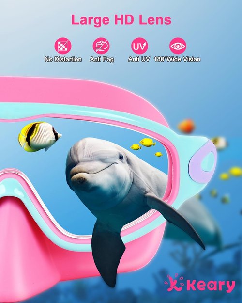 Keary Kids Swim Goggles - Anti-UV & Anti-Fog with Nose Cover | 2 Pack for Ages 3-12