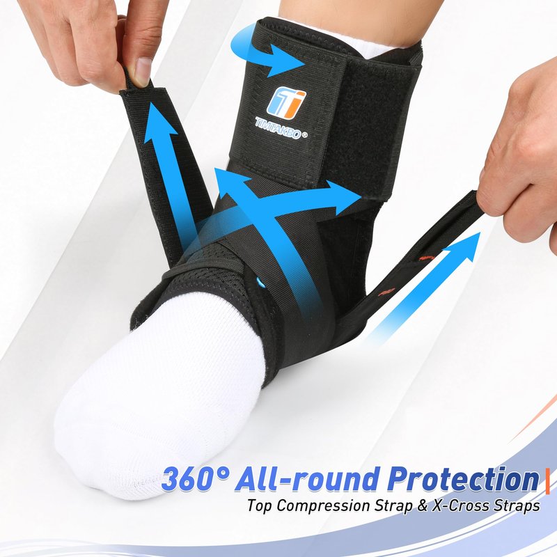 Quick Lace Up Ankle Brace for Women Men with 2 Removable Side Splints, Ankle Support Brace for Sprained Ankle, Achilles Tendonitis, Ankle Stabilizer for Basketball,Volleyball,Soccer,Tennis,M(12”-13”)