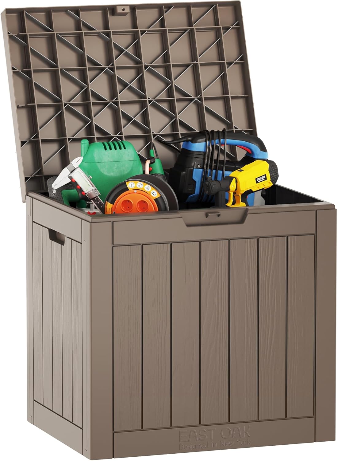 31 Gallon Waterproof Outdoor Storage Box - Lockable Resin Deck Bin for Patio Cushions & Tools - UV Resistant, Black